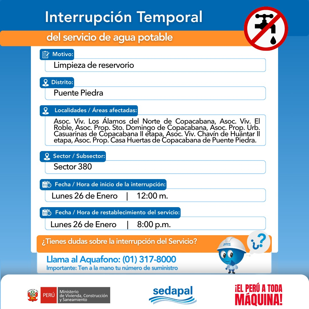 Corte de água em Puente Piedra.