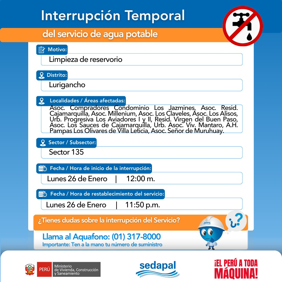 Corte de água em Lurigancho.