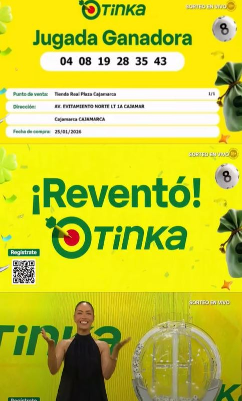 Domingo, 25 de janeiro Tinka explodiu! 6 números selecionados para ganhar S/19 milhões