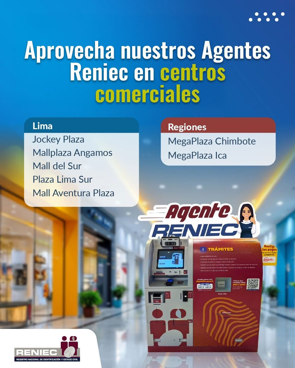 Reniec instala agentes automáticos para obtenção de registros e duplicação de DNI: Conheça pontos de autorização em todo o país