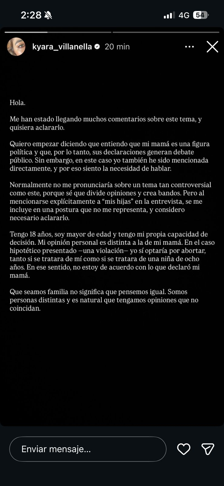 Keiko Fujimori e suas declarações sobre questões de abuso provocaram indignação em sua filha Cara Villanella: “Eu diria a eles para terem o bebê”