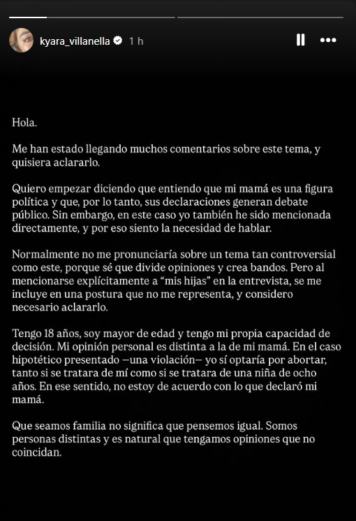 Keiko Fujimori relê a poderosa declaração de sua filha Cara Villanella, onde ela a nega: O que ela fez?