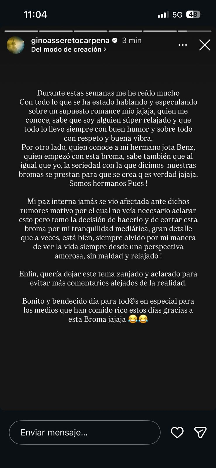 Gino Asseretto divulga depoimento sobre Jota Benz por suposto ‘romance’ com Valentino: “Corta essa piada para minha tranquilidade”