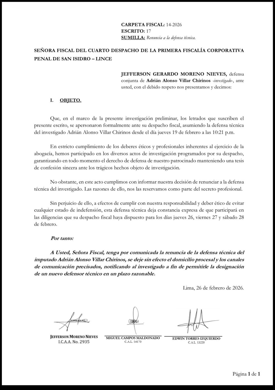 O advogado de Adrian Villarín demite-se por concorrer contra Lisette Marzano: “As razões para…”