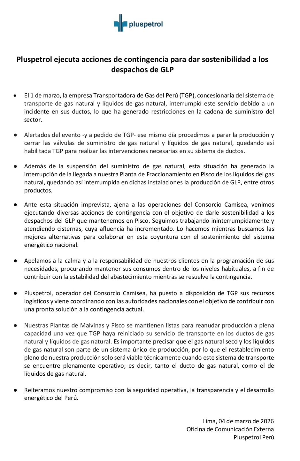 Pluspetrol suspende a produção de GLP em Pisco, agravando a crise do gás no Peru: aqui está o que você deve saber