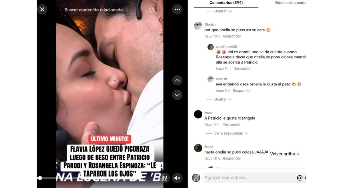 Usuários ‘chutaram’ Onelia Molina, afirmando que ela ficaria com ciúmes do beijo entre Patricio Parodi e Rosangela Espinosa: “Ela não aguentou”
