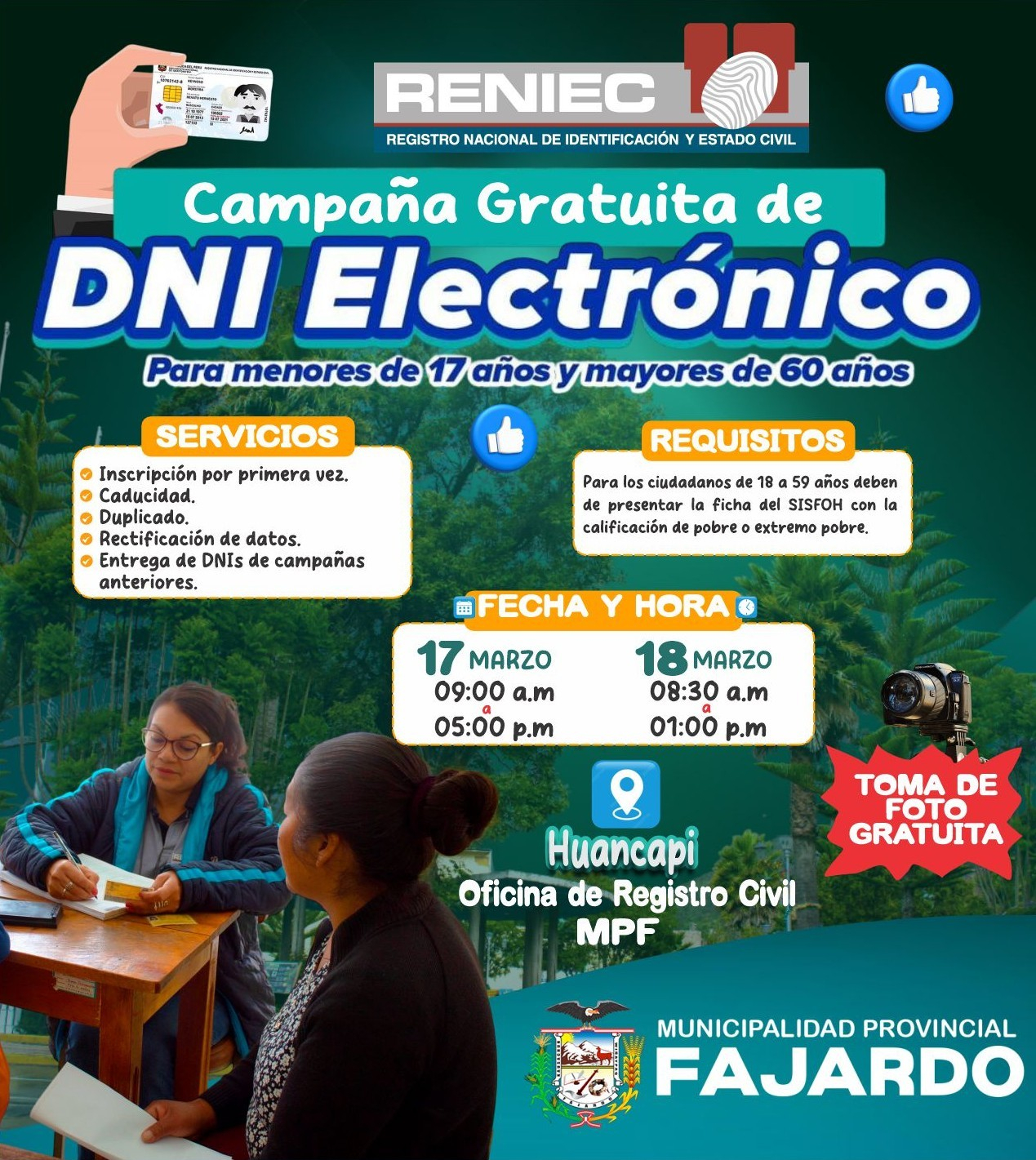 Confirmado | Identificação eletrônica gratuita nos dias 17 e 18 de março: Confira quais municípios e beneficiários