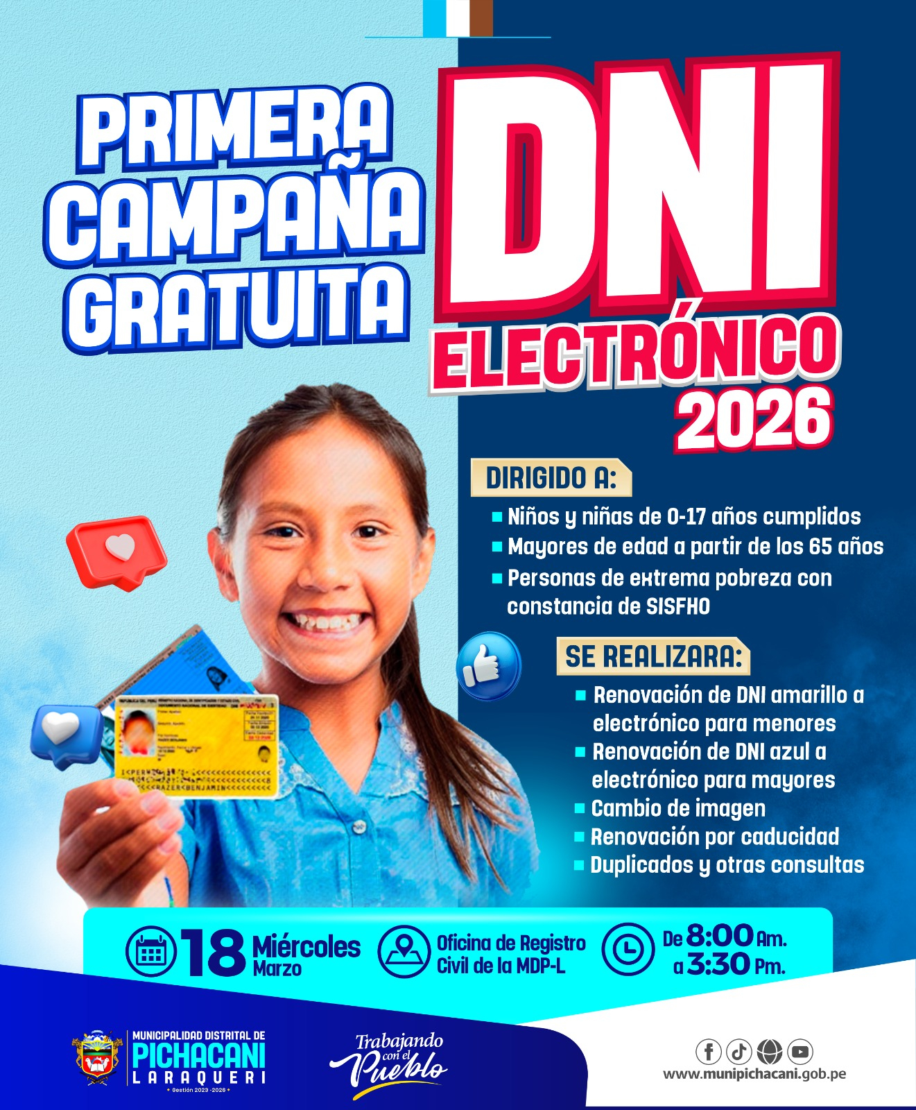 DNI eletrônico do distrito de Pichakani - Laraquire