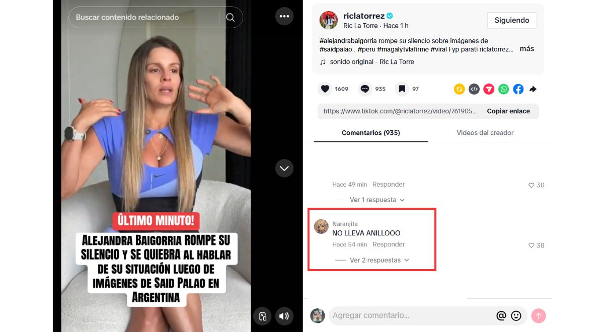 Alejandra Baigoria tirou o anel de noivado com Said Palau após revelar que tirará uma folga após o tiro com arco argentino.