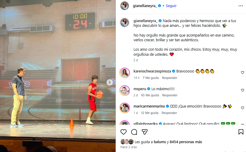 Gianella Neira se emocionou com a atuação do filho.