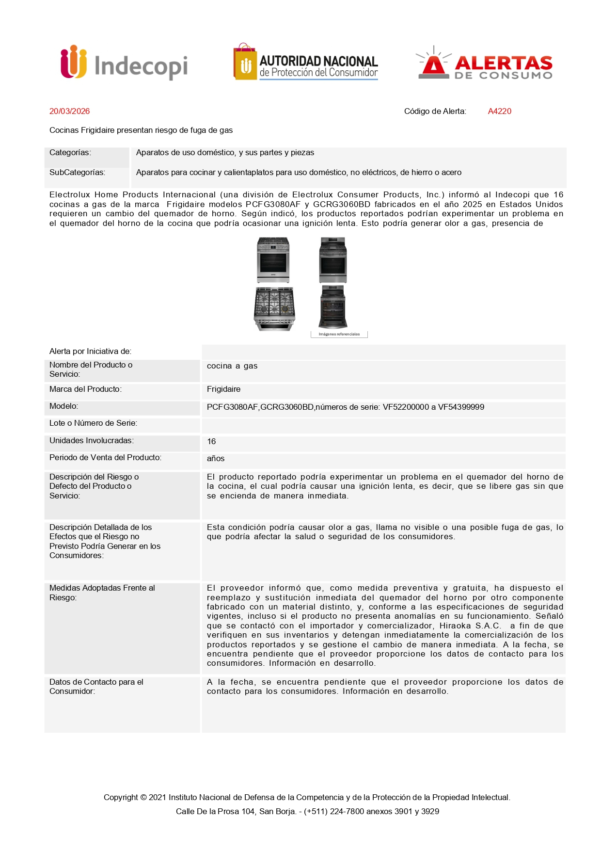 Indecopy alerta para fugas de gás em cozinhas de marcas conhecidas: Tem em casa?