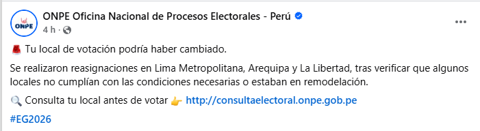 Mudança de última hora! ONPE lança novos locais de votação: Confira onde você votará no dia 12 de abril