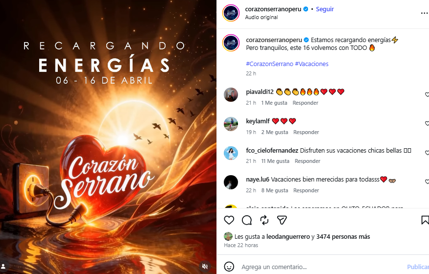 O Corazón Serrano encerra suas atividades com um anúncio e exclamação surpreendente: “Nós…”