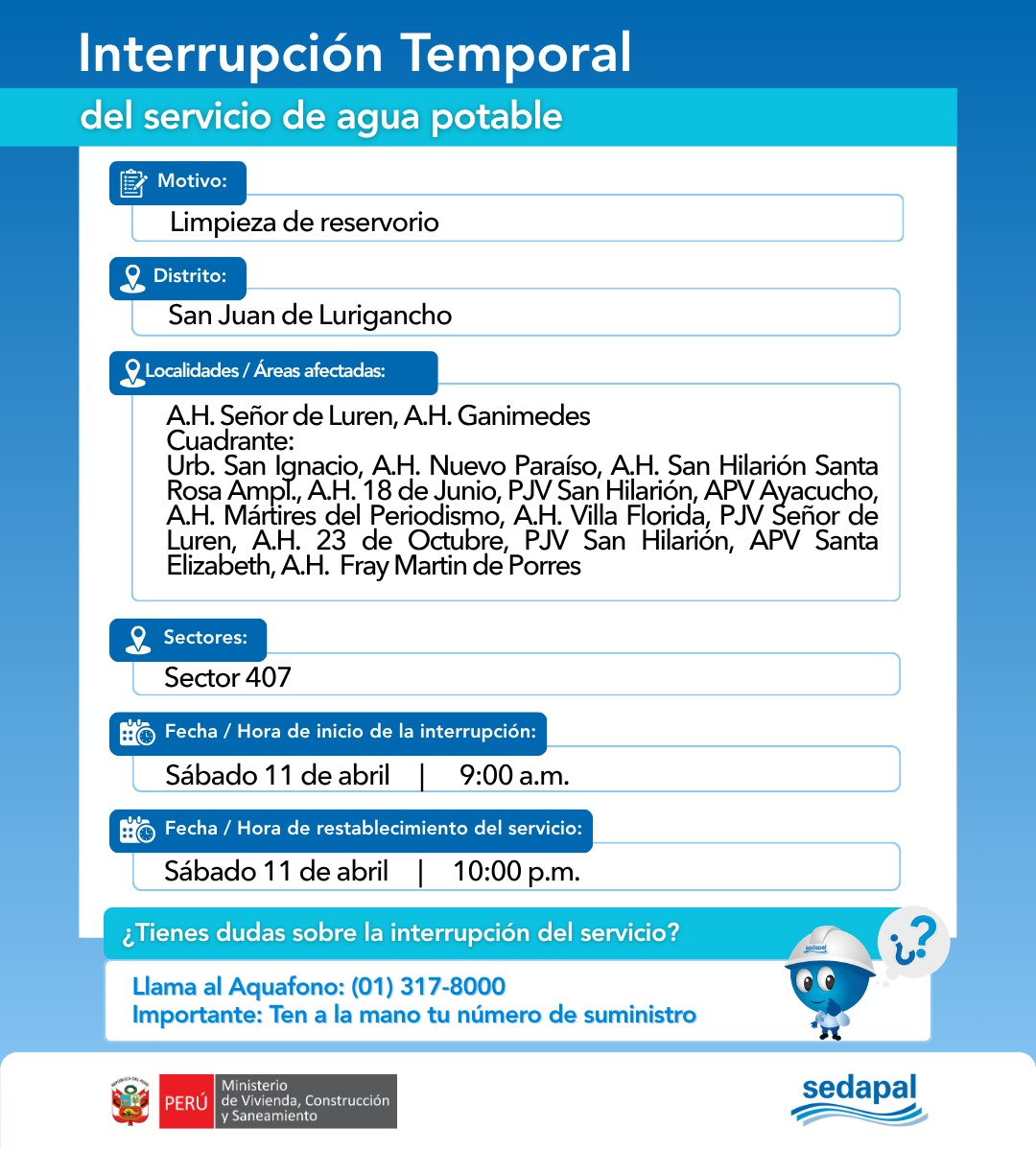 Corte de água em San Juan de Lurigancho.