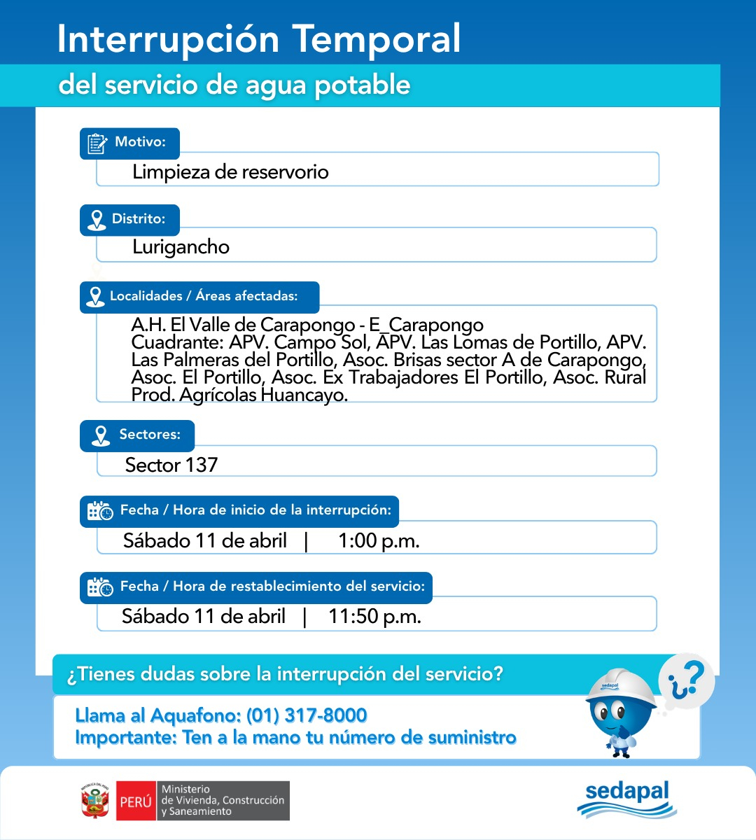 Corte de água em Lurigancho.