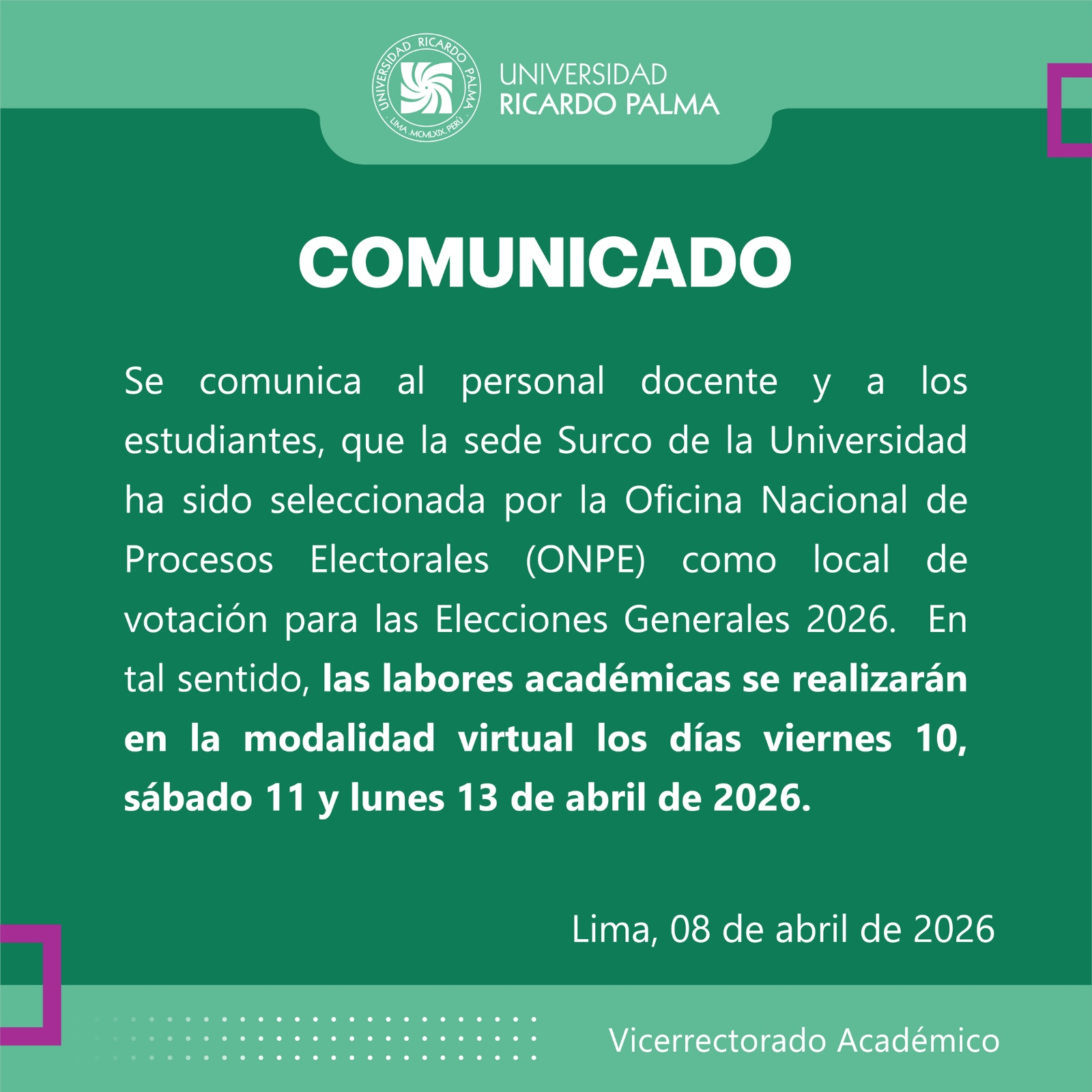 Universidade Ricardo Palma.