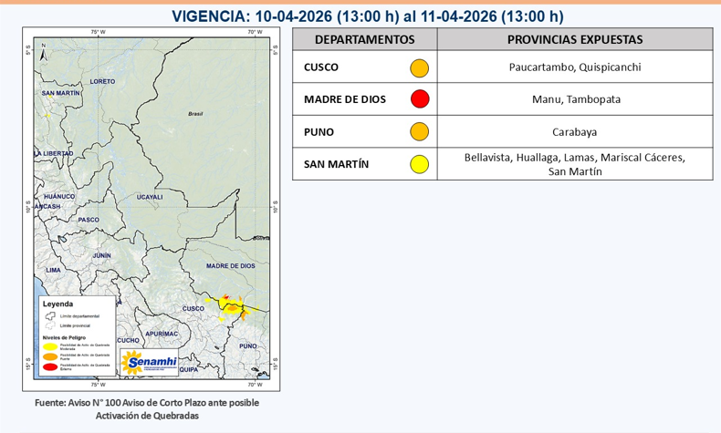 Sua cidade está em perigo? Indesi alerta sobre chuvas e deslizamentos de terra em 4 regiões do Peru