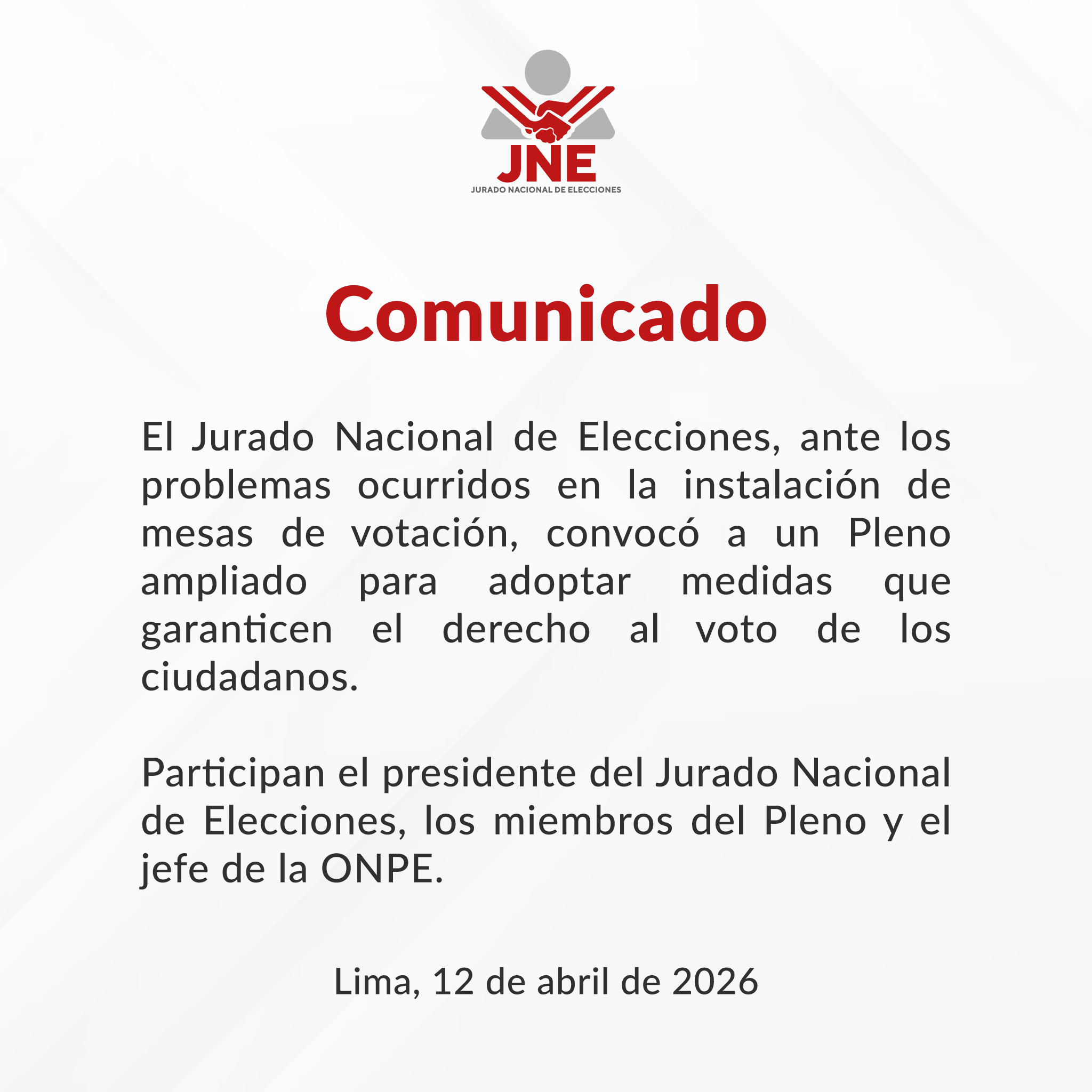 Atenção eleitores! ONPE confirma novo cronograma de fechamento de mesas nestas eleições de 2026