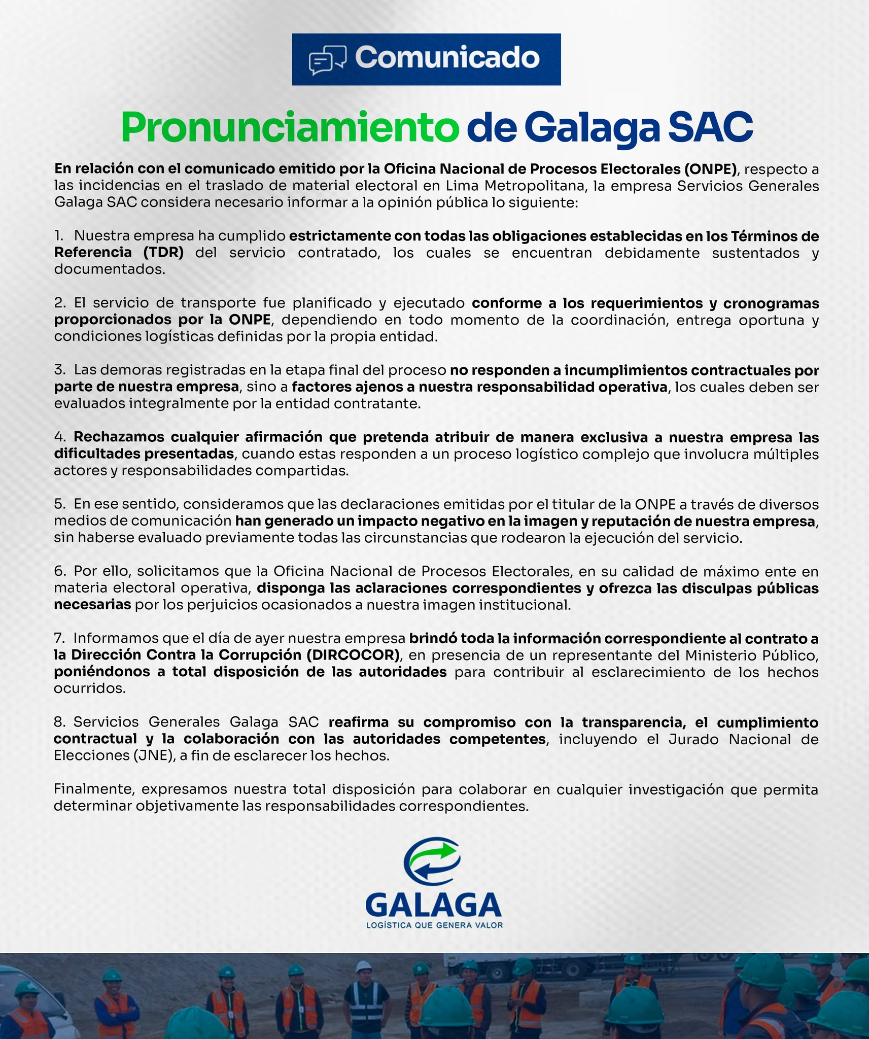 Galaga quebra o silêncio após falhas na transferência de materiais eleitorais: “De acordo com o cronograma…”