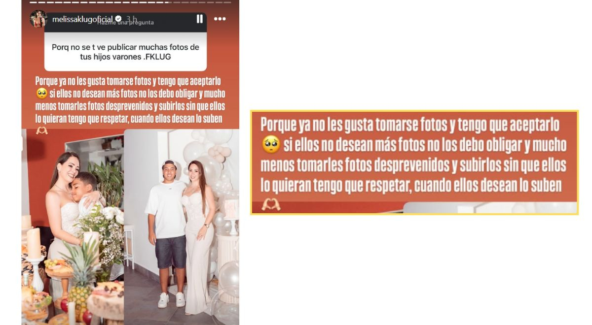 Melissa Klug comenta sobre no subir fotos de sus hijos.  