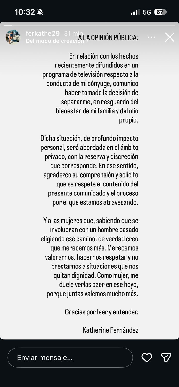 Esposa de Pedro Aquino comunica la ruptura de su matrimonio de 12 años tras ampay  
