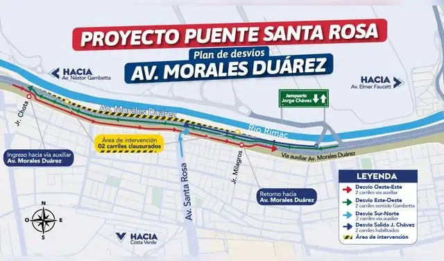 Début des travaux sur le pont de Santa Rosa : le 17 mai aura lieu l’accès des véhicules à l’aéroport Jorge Chávez.