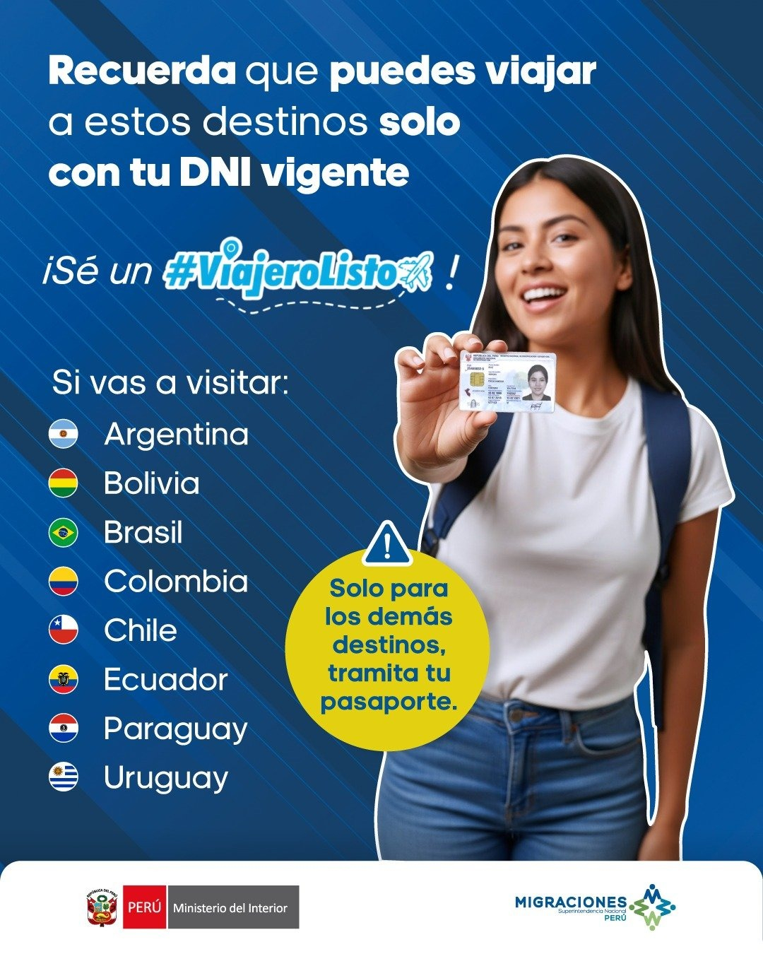 Ciudadanos peruanos pueden viajar a estos países de LATAM con su DNI. Ciudadanos peruanos pueden viajar a estos países de LATAM con su DNI.