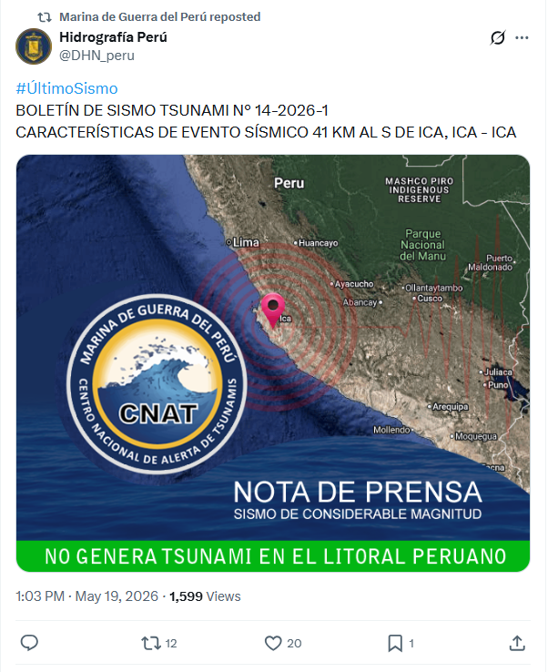 Un séisme de magnitude 6,1 pourrait-il provoquer un tsunami au large des côtes péruviennes ? Réponse officielle de la Marine