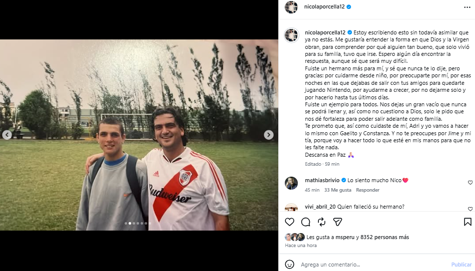 Nicola Porcella, dévastée par la perte de sa famille, lui dit au revoir avec un message touchant : “Je ne peux pas accepter que tu ne sois plus là”
