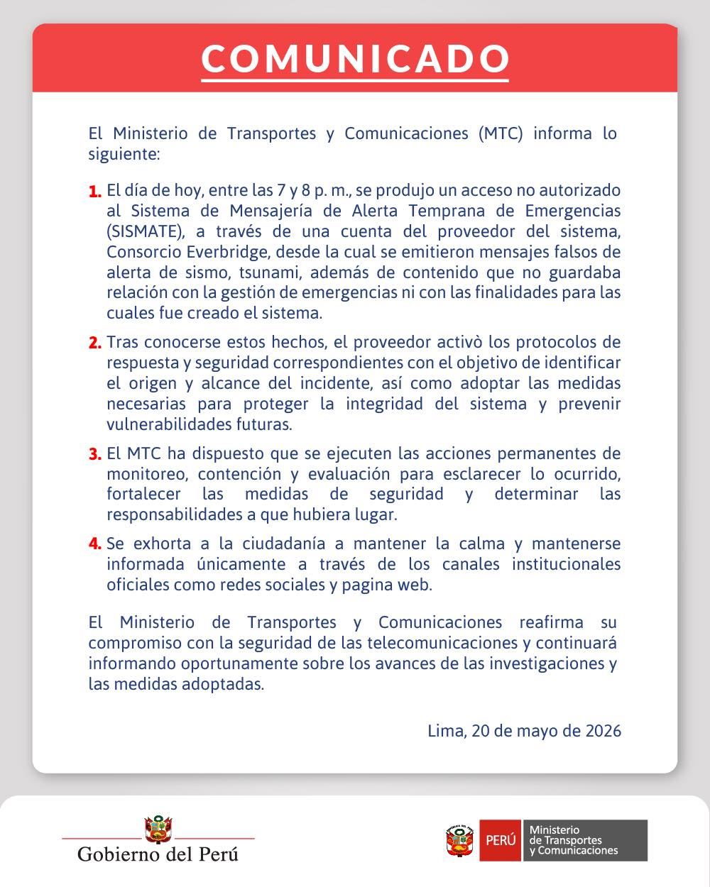 Sismate est-il terminé au Pérou ? : MTC s’exprime après une fausse alerte concernant un tremblement de terre et un tsunami de 8,7 méga-séismes