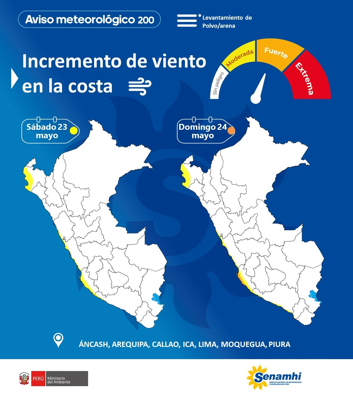 ALERTE POUR LIMA ET 6 RÉGIONS : l’armée active des alertes en cas de vents extrêmes dans les prochaines 72 heures