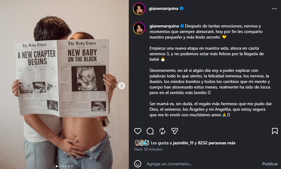 Inattendu! La fille de Melissa Klugin, Gianella Marquina, est surprise d’annoncer qu’elle est enceinte : “On t’aime, on attend”