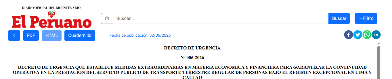 Confirmé | Le gouvernement subventionnera le transport à Lima et Callao pendant 60 jours : montant officiel et conditions