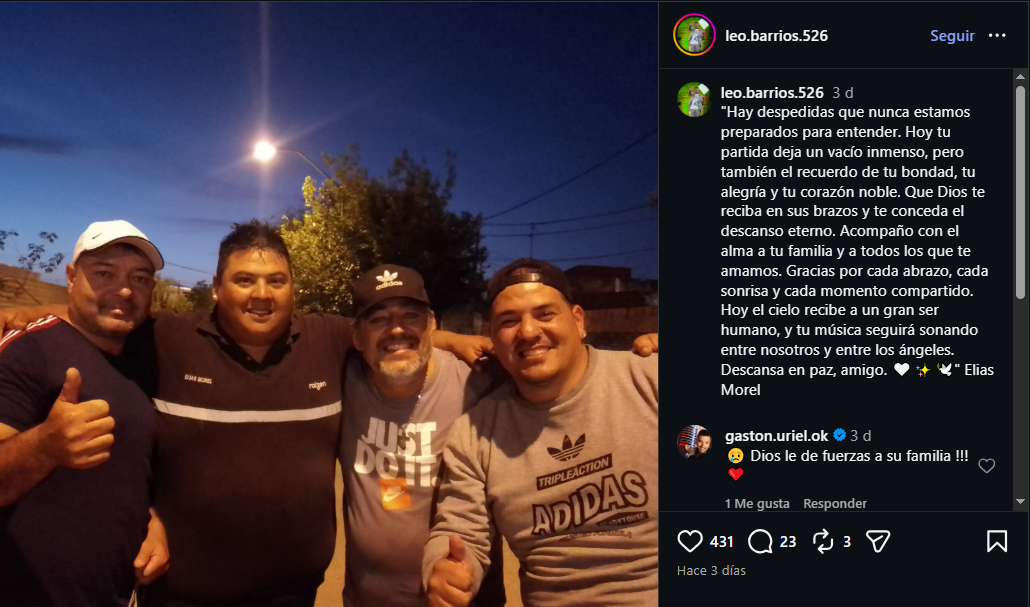 Amigos se despiden del cantante  