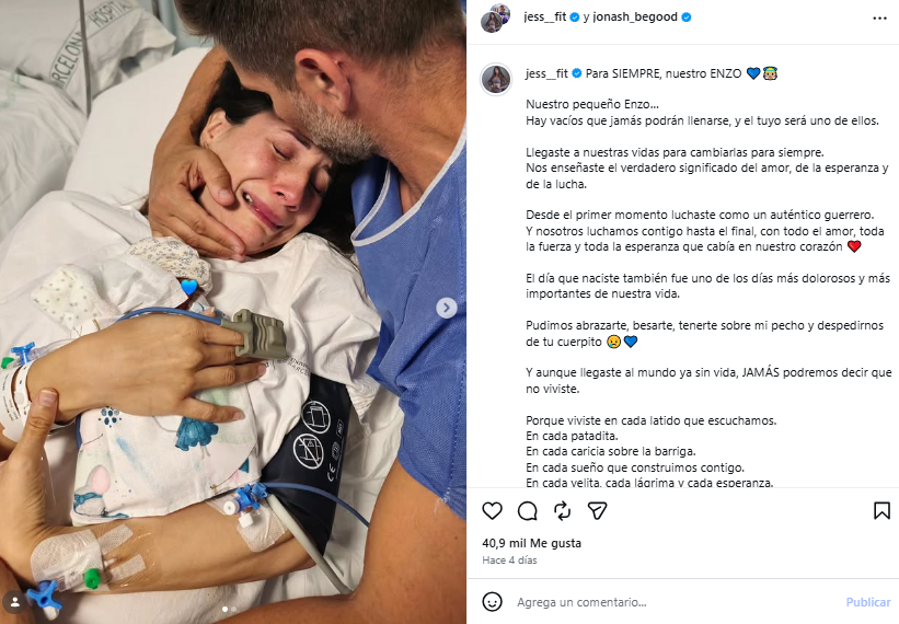 Influencer dedica mensaje a su hijo fallecido.  