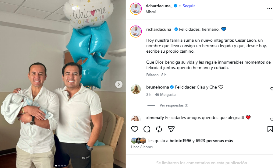 Richard Acuna a célébré l’arrivée d’un nouveau membre de sa famille, Brunella Horna déclare : “Aujourd’hui…”