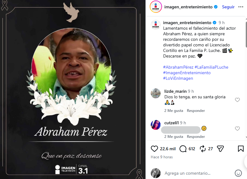 L’acteur bien-aimé de “La Familia Peluche” décède subitement, ils pleurent sa perte : “Repose en paix”