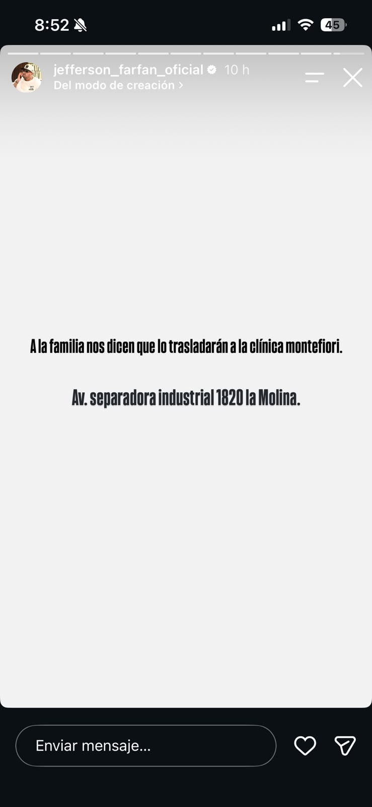 Jefferson Farfan s'inquiète lorsqu'il signale un grave accident de voiture et interroge sa famille Jefferson Farfan s'inquiète lorsqu'il signale un grave accident de voiture et interroge sa famille