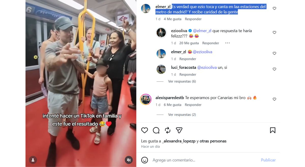 “Est-ce que tu peux chanter dans le métro et accepter la charité ?” Ezio Oliva se défend contre un utilisateur qui l’a défié avec une question sans cœur.