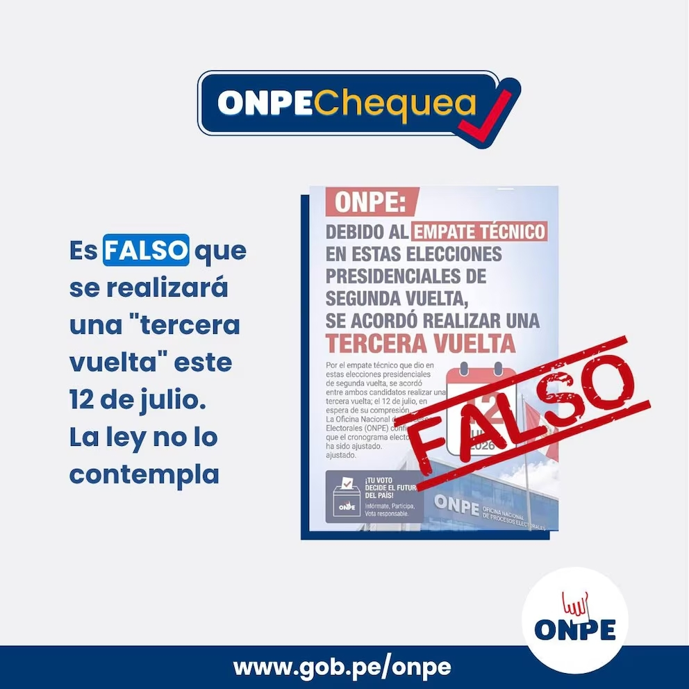 Y aura-t-il un troisième tour électoral ? L’ONPE a rejeté le prétendu “nouveau vote” entre Fujimori et Sanchez