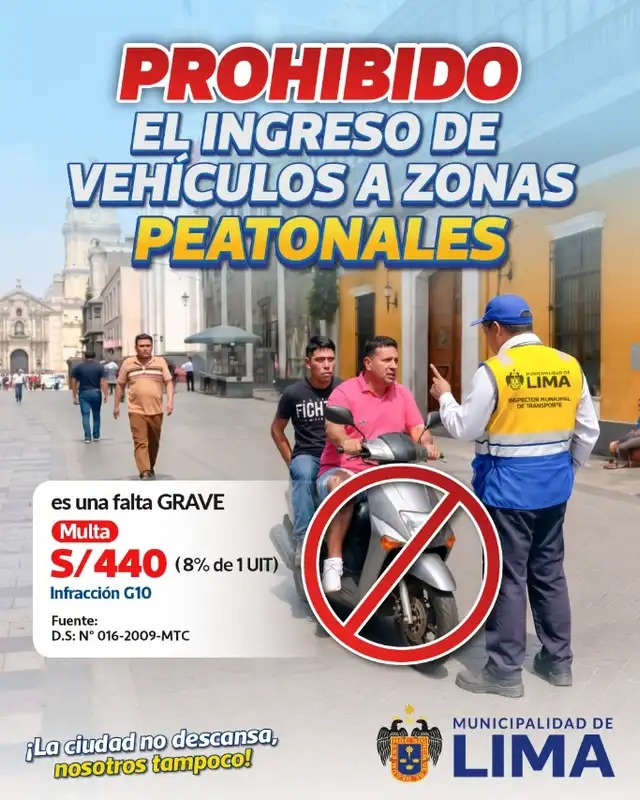 Attention, chauffeur ! La MML interdit l’accès des véhicules à ces zones du centre historique de Lima