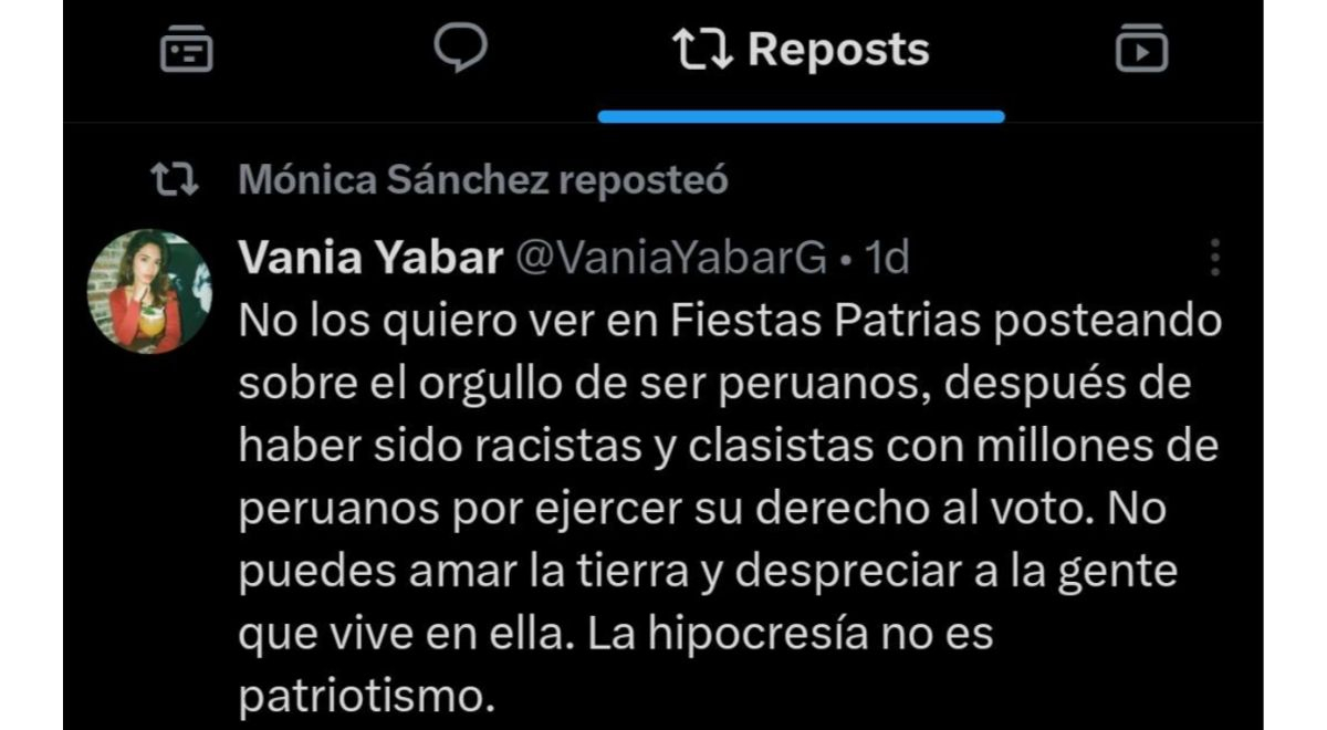 Monica Sánchez défend les électeurs de Roberto Sánchez et lance un sévère avertissement : “Ils sont racistes et racistes à leur égard…”