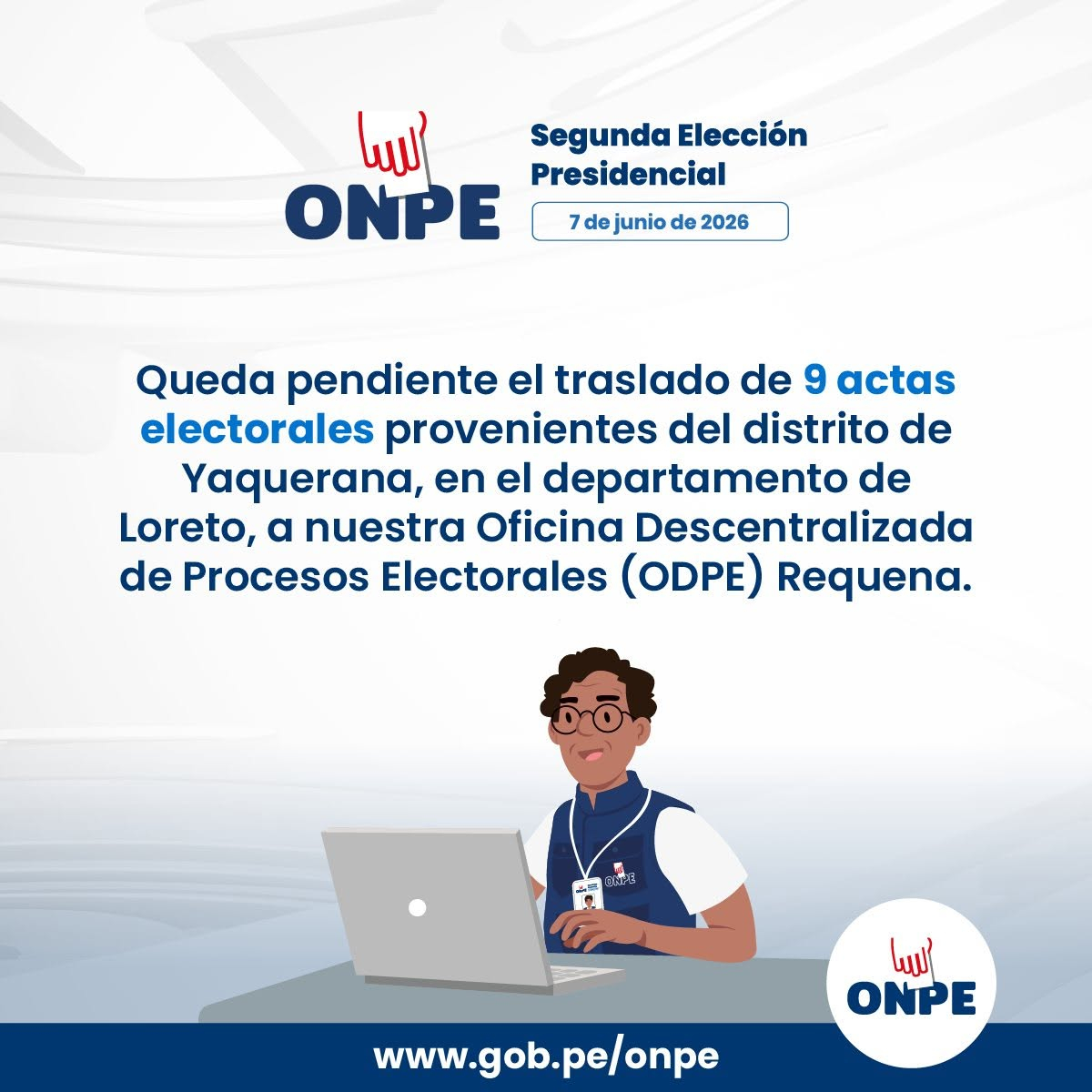 98% ONPE : Les 9 dernières minutes de cette ville ne peuvent pas atteindre Lima pour des raisons imprévues