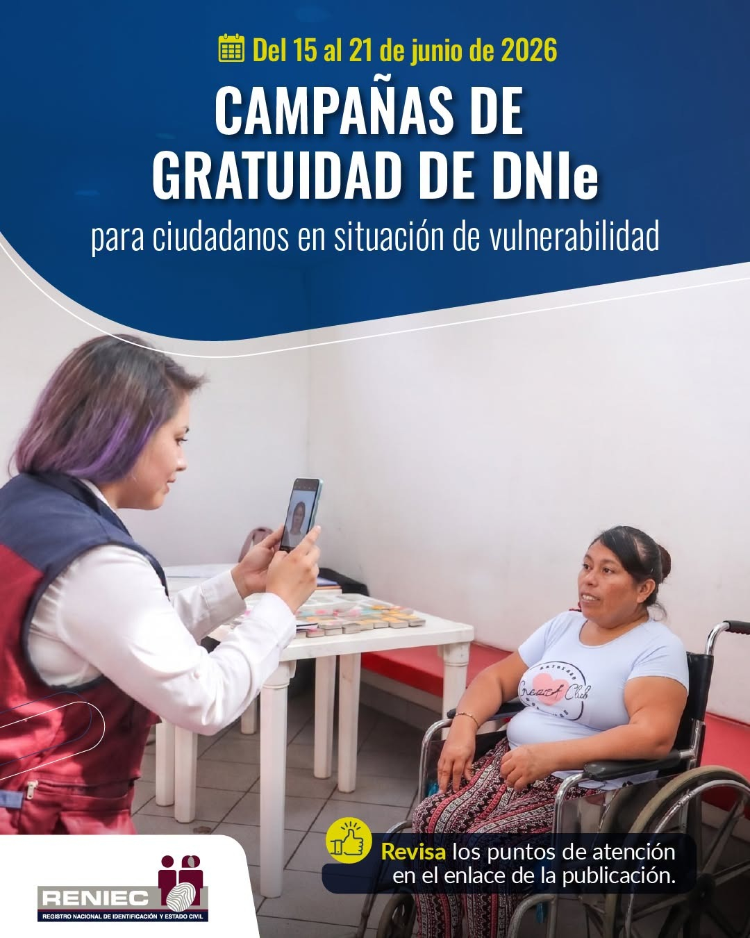 Vous êtes toujours à l’heure ! Renic a confirmé une méga campagne pour le DNI électronique gratuit du 15 au 21 juin dans ces villes du Pérou. Vous êtes toujours à l’heure ! Renic a confirmé une méga campagne pour le DNI électronique gratuit du 15 au 21 juin dans ces villes du Pérou.