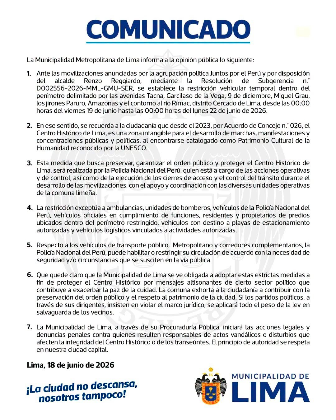 Fermeture de la rue MML annoncée dans le centre de Lima du 19 au 22 juin : découvrez le plan de réacheminement de la circulation
