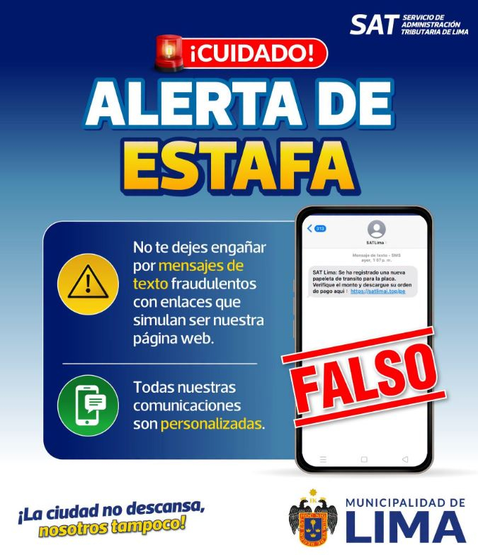 Avez-vous reçu un SMS de dette ? La SAT de Lima met en garde contre un nouveau type d’arnaque qui usurpe votre identité