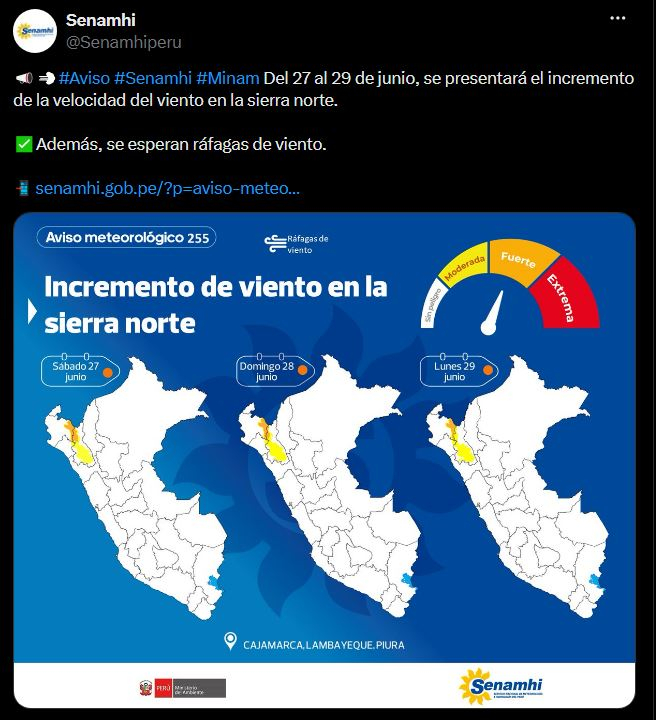 Alerte Orange ! Le chef de l’armée met en garde contre des vents forts dans la Sierra Norte à partir du 27 juin : connaître les zones touchées