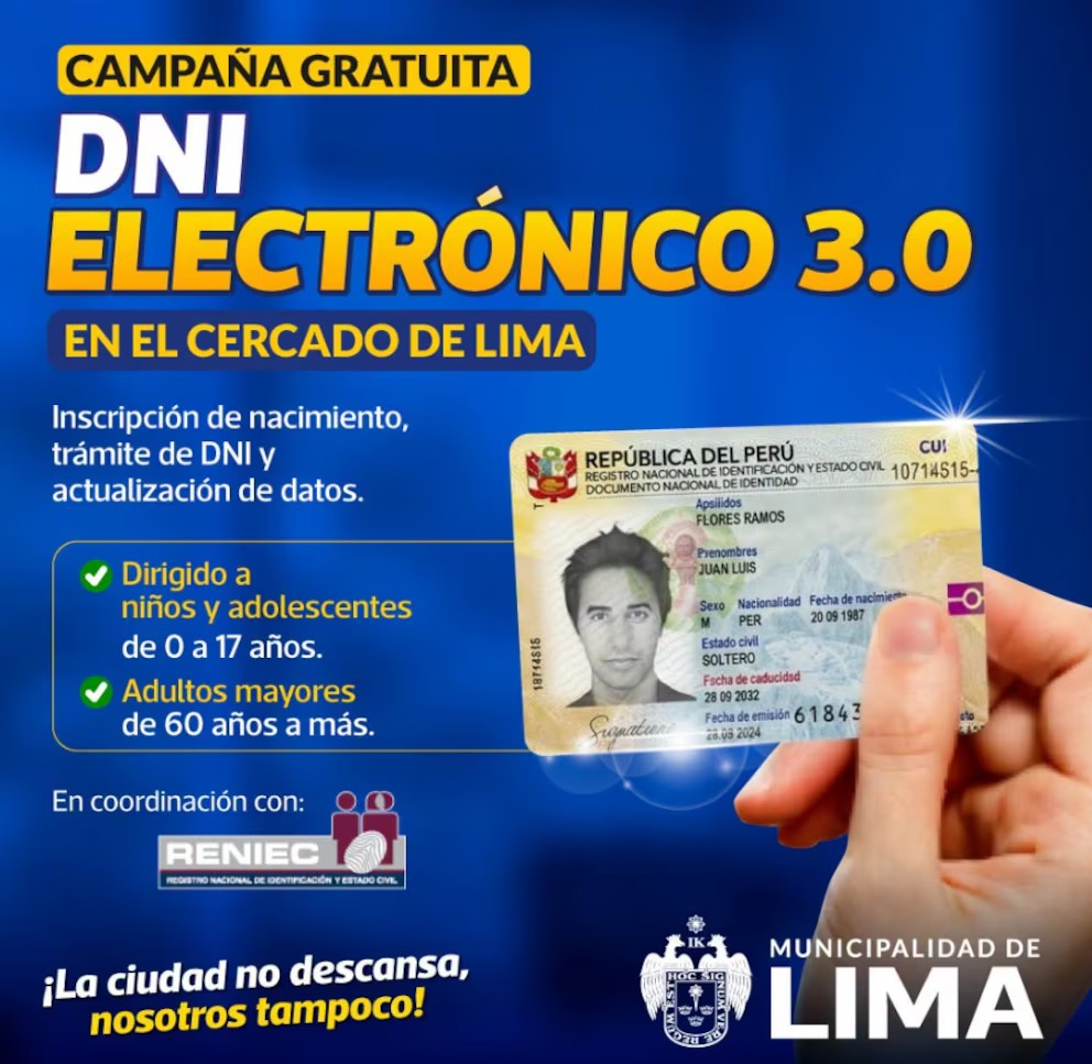 Carte d’identité électronique gratuite à Lima le 3 juillet : Renic révèle les emplacements officiels et les exigences