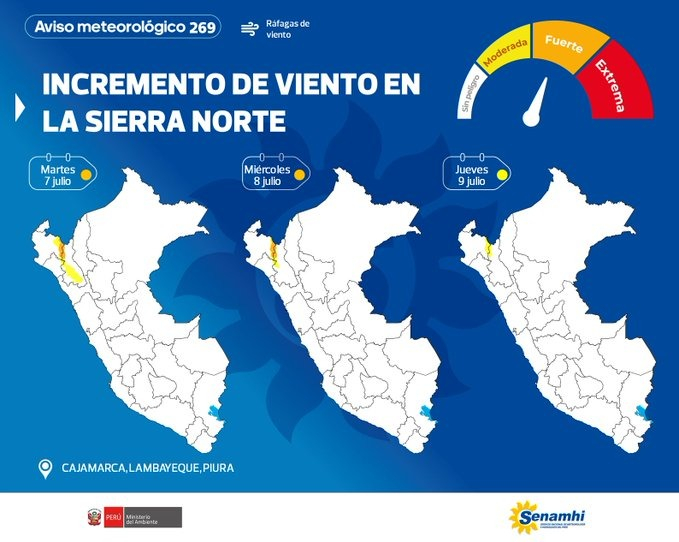 Alerta Naranja del Senamhi: ¿Qué regiones afectará el evento climático del 7 al 9 de julio? 