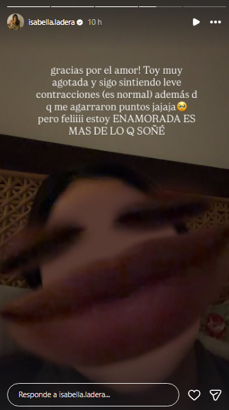 Isabella Ladera agradece a sus seguidores.  